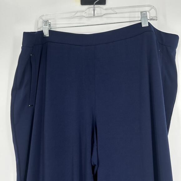 Susan Graver Liquid Knit Straight Leg Pants Navy Blue Pull On Size XL Petite - Picture 3 of 10